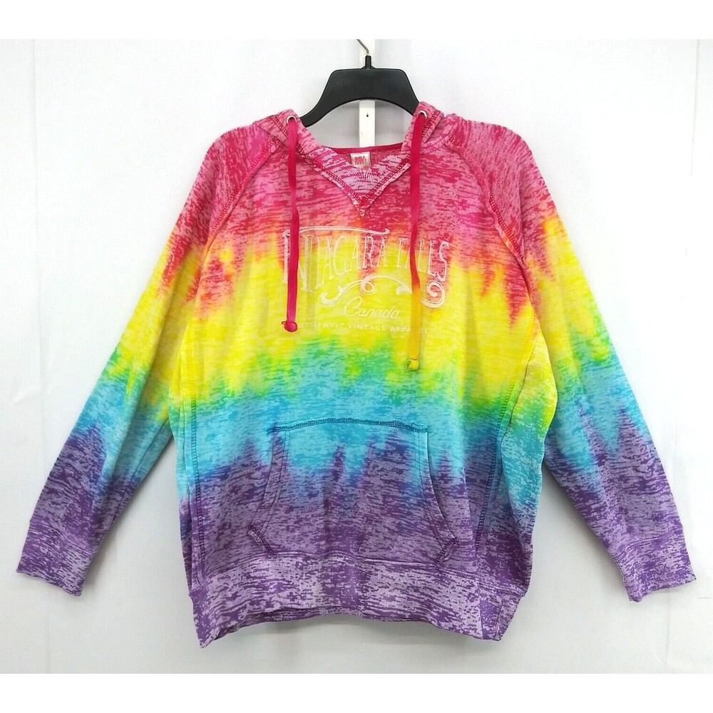 Niagara Falls Hoodie Adult Size XL Multicolor Tie Dye Pocket Long Sleeve